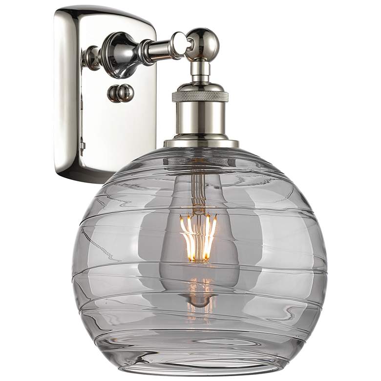 Image 1 Ballston Athens 10.88"H Polished Nickel Sconce w/ Smoke Swirl Shade