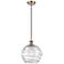 Ballston Athens 10" Antique Brass Corded Mini Pendant w/ Deco Swirl Sh