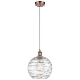 Ballston Athens 10" Antique Copper Corded Mini Pendant w/ Deco Swirl S Ballston Athens 10" Antique Copper Corded Mini Pendant w/ Deco Swirl S