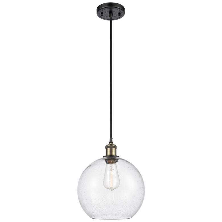 Image 1 Ballston Athens 10" Black Antique Brass Corded Mini Pendant w/ Seedy S