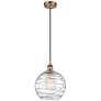 Ballston Athens 10" Brushed Brass Corded Mini Pendant w/ Deco Swirl Sh