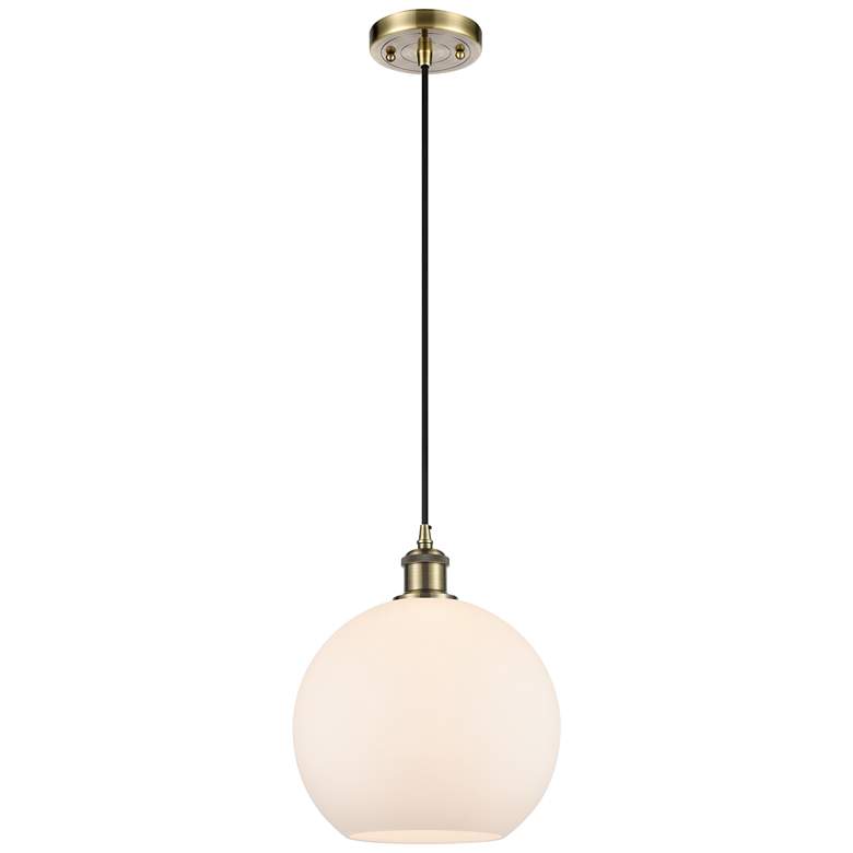 Image 1 Ballston Athens 10" LED Mini Pendant - Antique Brass - Matte White Sha
