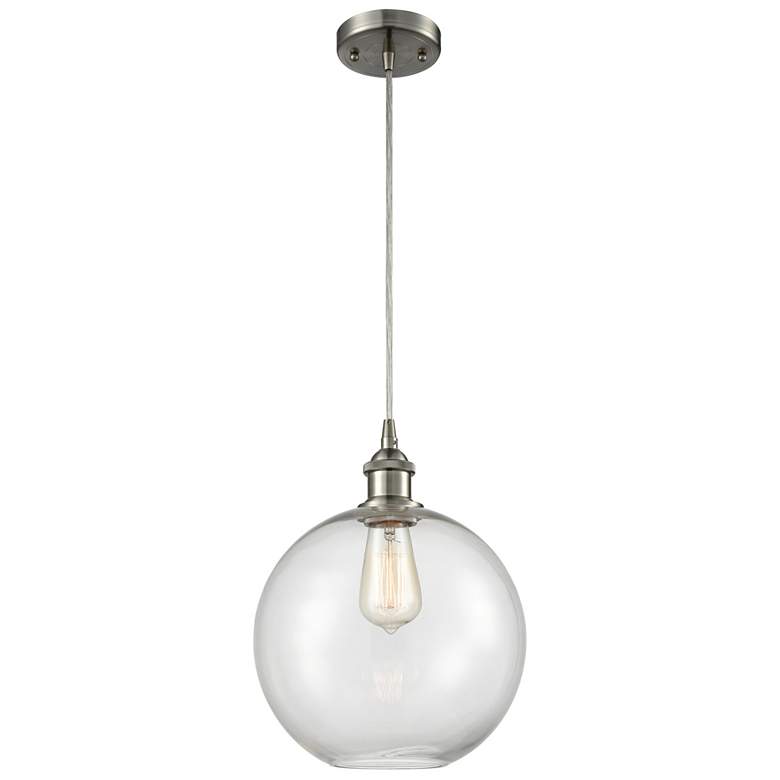 Image 1 Ballston Athens 10" LED Mini Pendant - Brushed Satin Nickel - Clear Sh