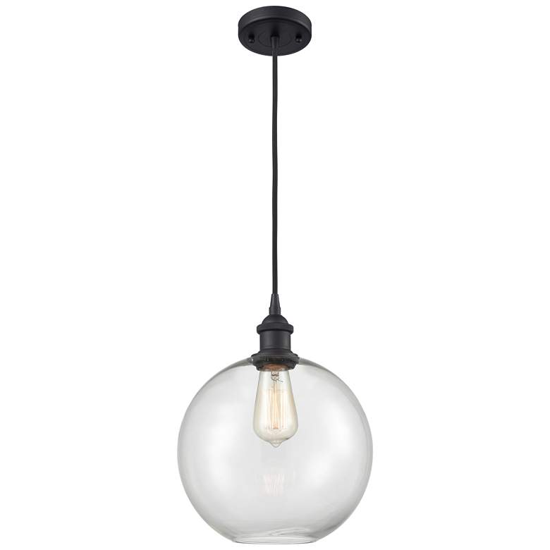 Image 1 Ballston Athens 10" LED Mini Pendant - Matte Black - Clear Shade