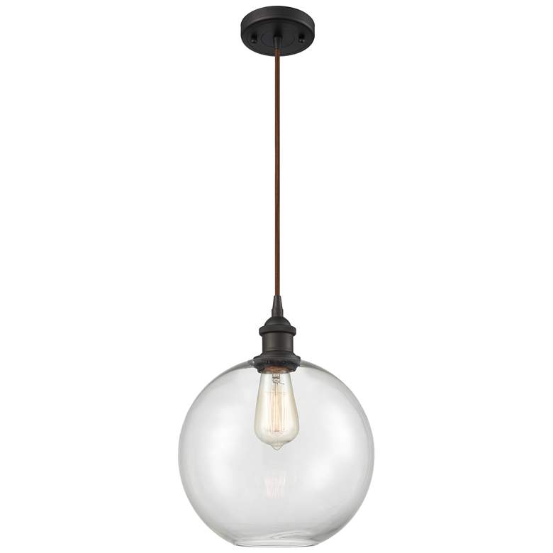 Image 1 Ballston Athens 10" Oil Rubbed Bronze Cord Hung Mini Pendant w/ Clear