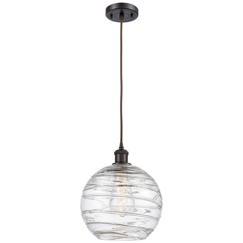 Image 1 Ballston Athens 10" Oil Rubbed Bronze Corded Mini Pendant w/ Deco Shad