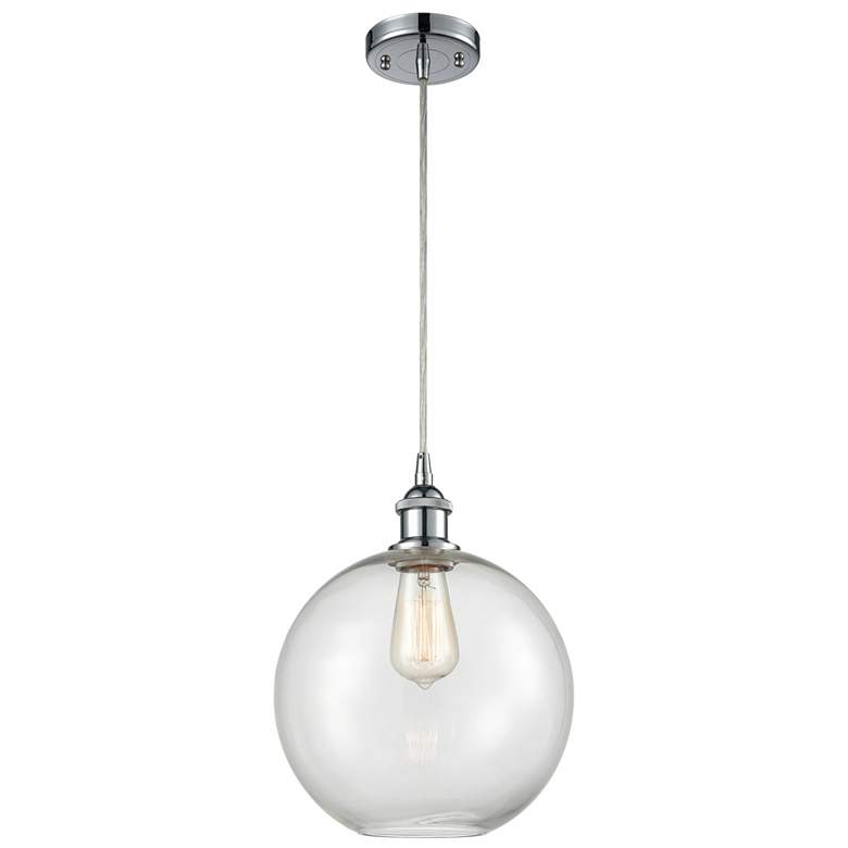 Image 1 Ballston Athens 10" Polished Chrome Cord Hung Mini Pendant w/ Clear Sh