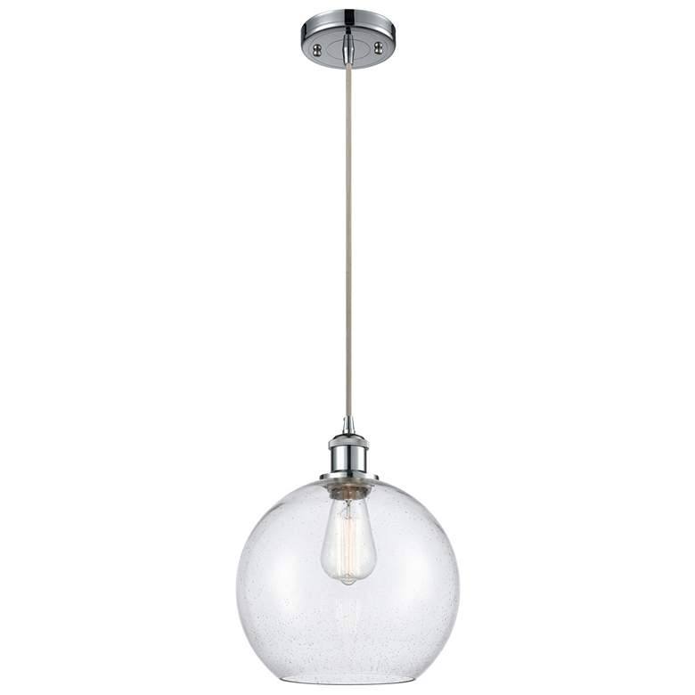 Image 1 Ballston Athens 10" Polished Chrome Cord Hung Mini Pendant w/ Seedy Sh