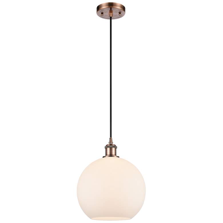 Image 1 Ballston Athens 10" Wide Copper Corded Mini Pendant w/ Matte White Sha