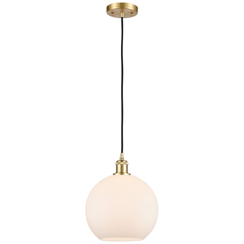 Image 1 Ballston Athens 10" Wide Gold Corded Mini Pendant w/ Matte White Shade
