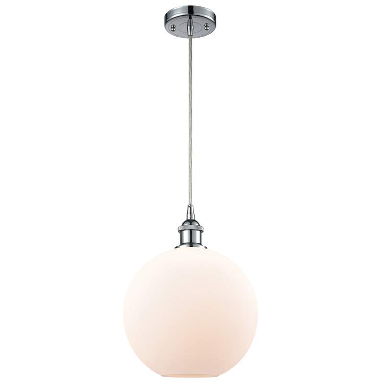 Image 1 Ballston Athens 10" Wide Polished Chrome Corded Mini Pendant w/ White
