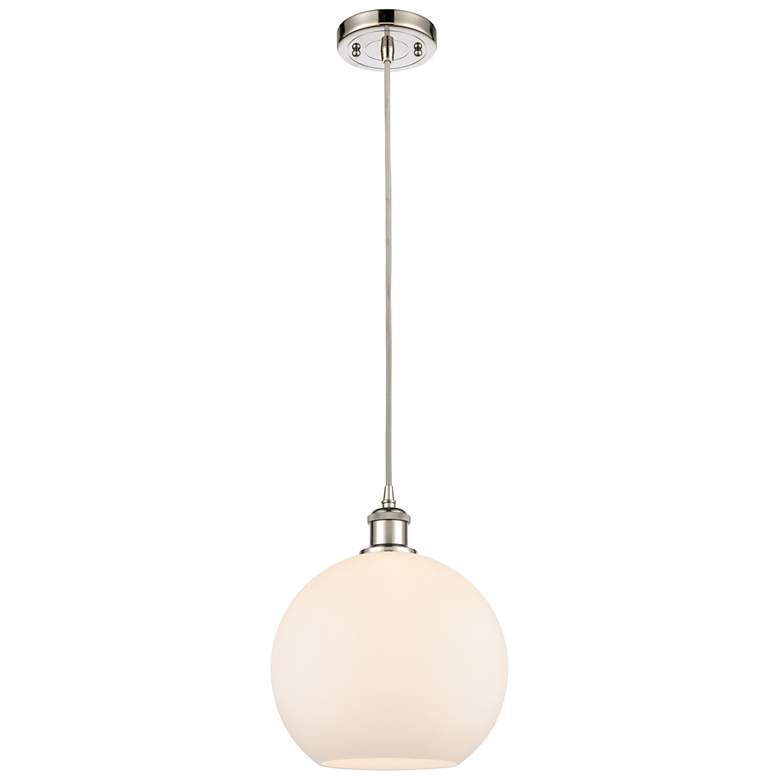 Image 1 Ballston Athens 10" Wide Polished Nickel Corded Mini Pendant w/ White