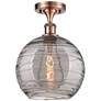 Ballston Athens 10"W Antique Copper Semi-Flush Mount w/ Smoke Swirl Sh