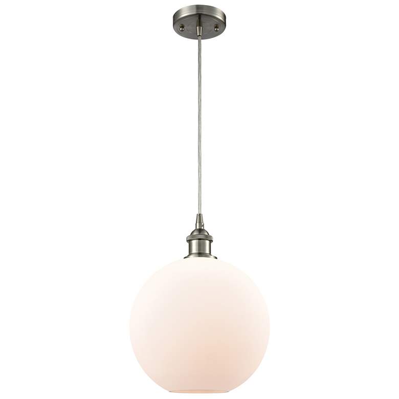 Image 1 Ballston Athens 10"W Brushed Nickel Corded Mini Pendant w/ White Shade