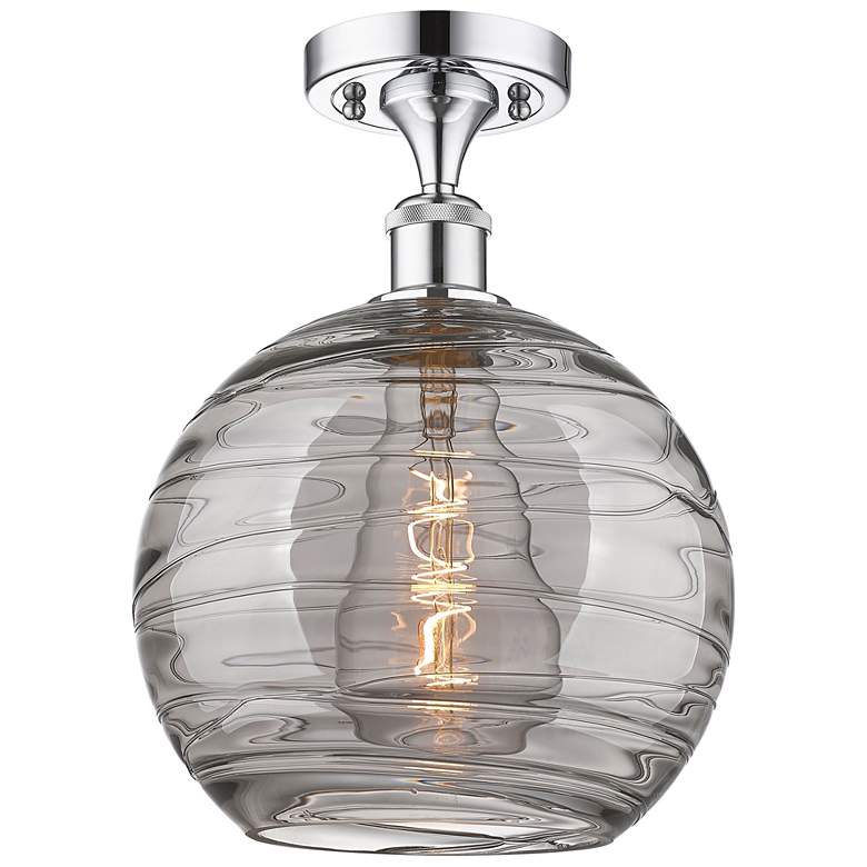 Image 1 Ballston Athens 10"W Chrome Semi-Flush Mount w/ Smoke Swirl Shade