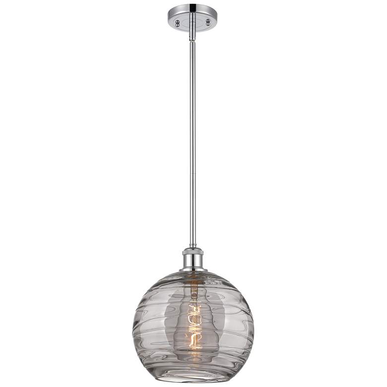 Image 1 Ballston Athens 10"W Chrome Stemmed Mini Pendant w/ Smoke Swirl Shade