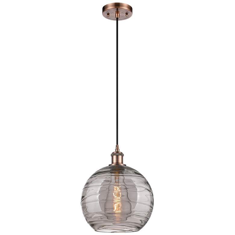 Image 1 Ballston Athens 10"W Copper Corded Mini Pendant w/ Smoke Swirl Shade