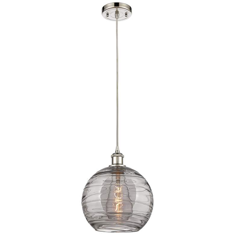 Image 1 Ballston Athens 10"W Polished Nickel Cord Mini Pendant w/ Smoke Swirl