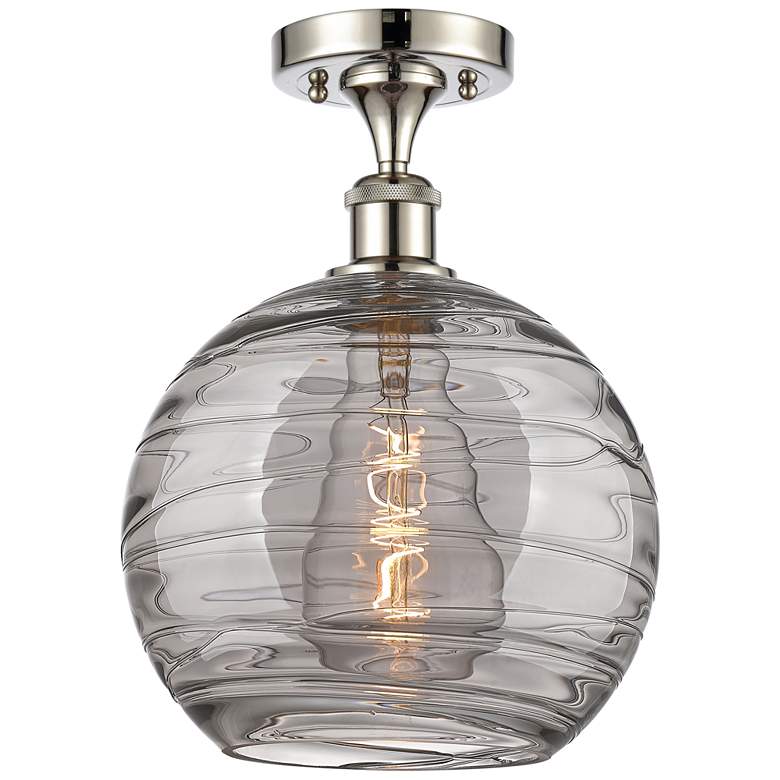 Image 1 Ballston Athens 10"W Polished Nickel Semi-Flush Mount w/ Smoke Swirl S