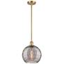 Ballston Athens 10"W Satin Gold Stemmed Mini Pendant w/ Smoke Swirl Sh