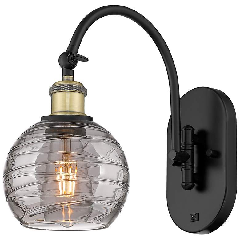 Image 1 Ballston Athens 11.63"H Black Brass Adjustable Sconce w/ Smoke Swirl S