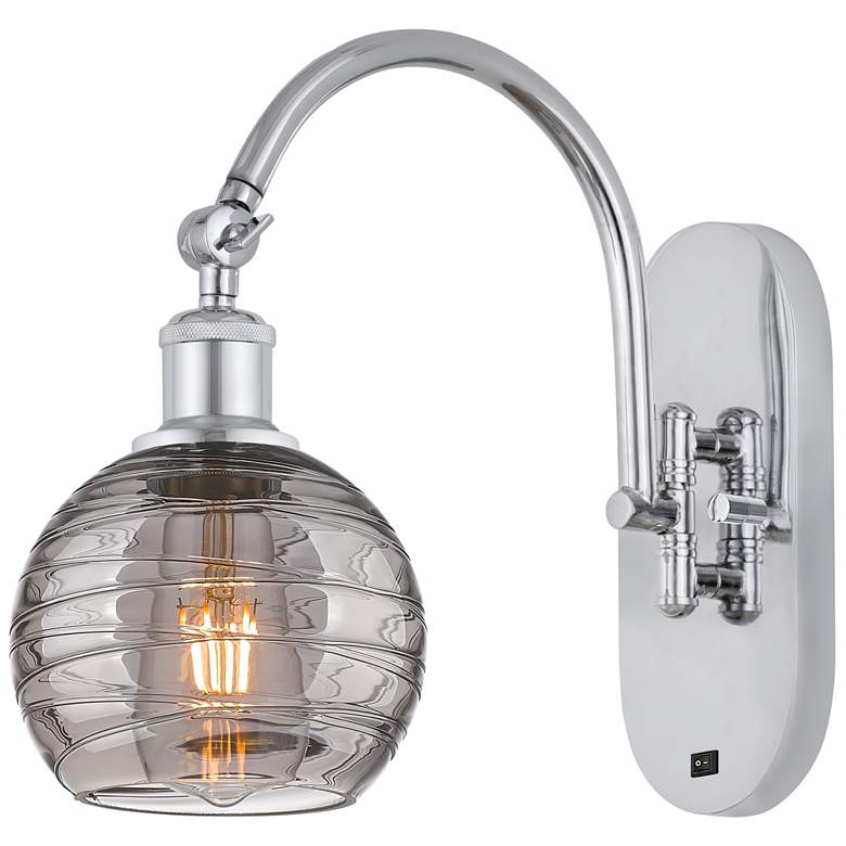 Image 1 Ballston Athens 11.63"H Chrome Adjustable Sconce w/ Smoke Swirl Shade