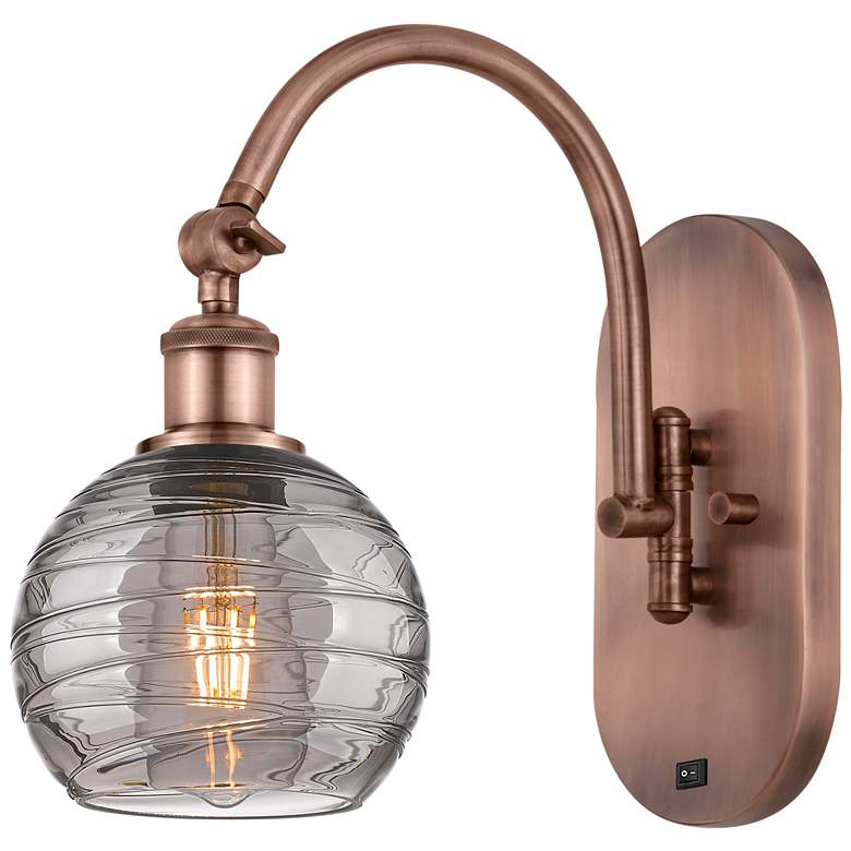 Image 1 Ballston Athens 11.63"H Copper Adjustable Sconce w/ Smoke Swirl Shade