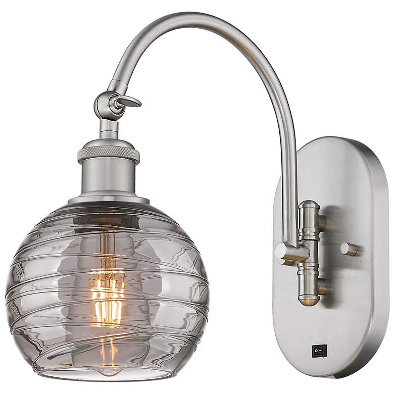 Image 1 Ballston Athens 11.63"H Satin Nickel Adjustable Sconce w/ Smoke Swirl