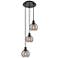 Ballston Athens 12.38"W 3-Light Black Corded Pendant w/ Smoke Swirl Sh