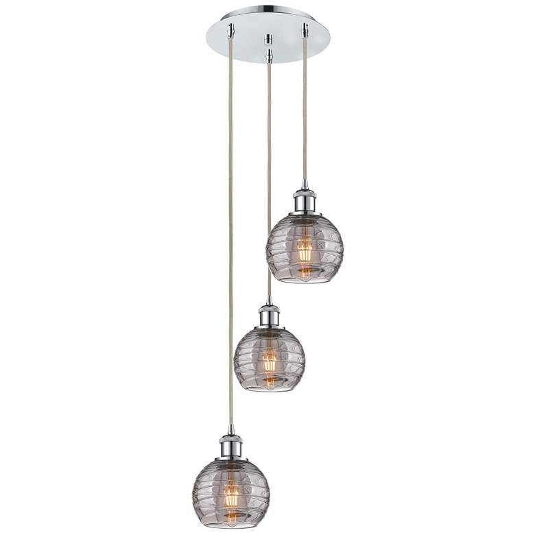 Image 1 Ballston Athens 12.38"W 3-Light Chrome Corded Pendant w/ Smoke Swirl S