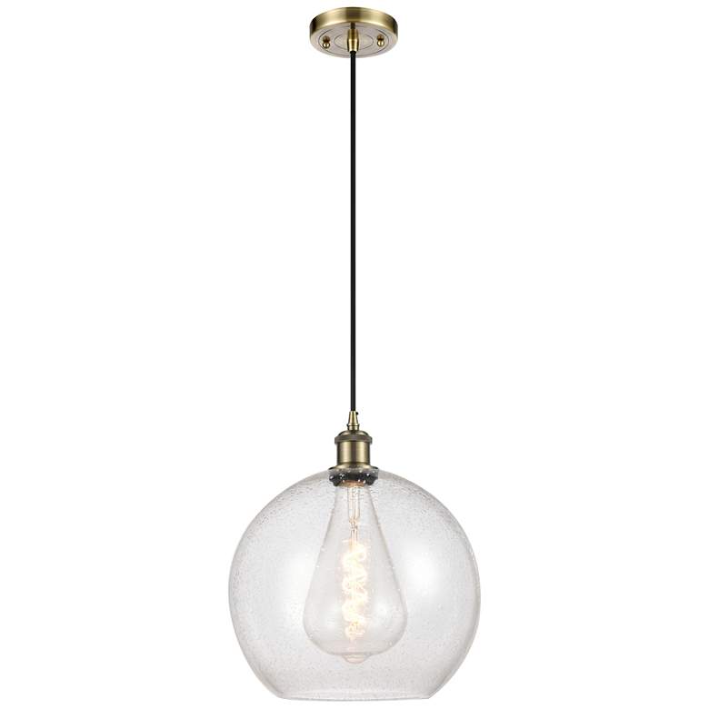 Image 1 Ballston Athens 12" LED Mini Pendant - Antique Brass - Seedy Shade