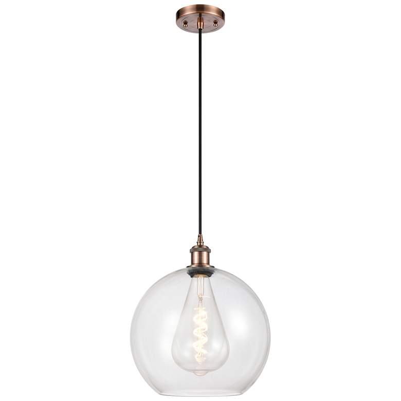 Image 1 Ballston Athens 12" LED Mini Pendant - Antique Copper - Clear Shade