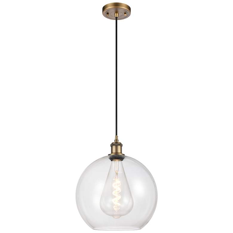 Image 1 Ballston Athens 12" LED Mini Pendant - Brushed Brass - Clear Shade