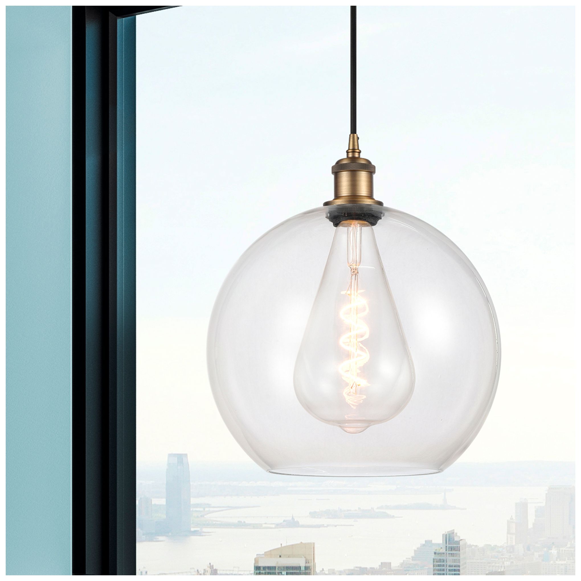 Image 2 Ballston Athens 12" LED Mini Pendant - Brushed Brass - Clear Shade more views
