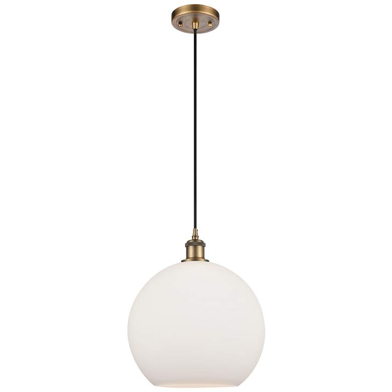 Image 1 Ballston Athens 12" LED Mini Pendant - Brushed Brass - Matte White Sha