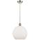 Ballston Athens 12" LED Mini Pendant - Brushed Satin Nickel - Matte Wh