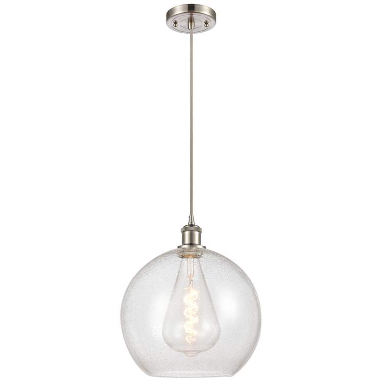 Image 1 Ballston Athens 12" LED Mini Pendant - Brushed Satin Nickel - Seedy Sh