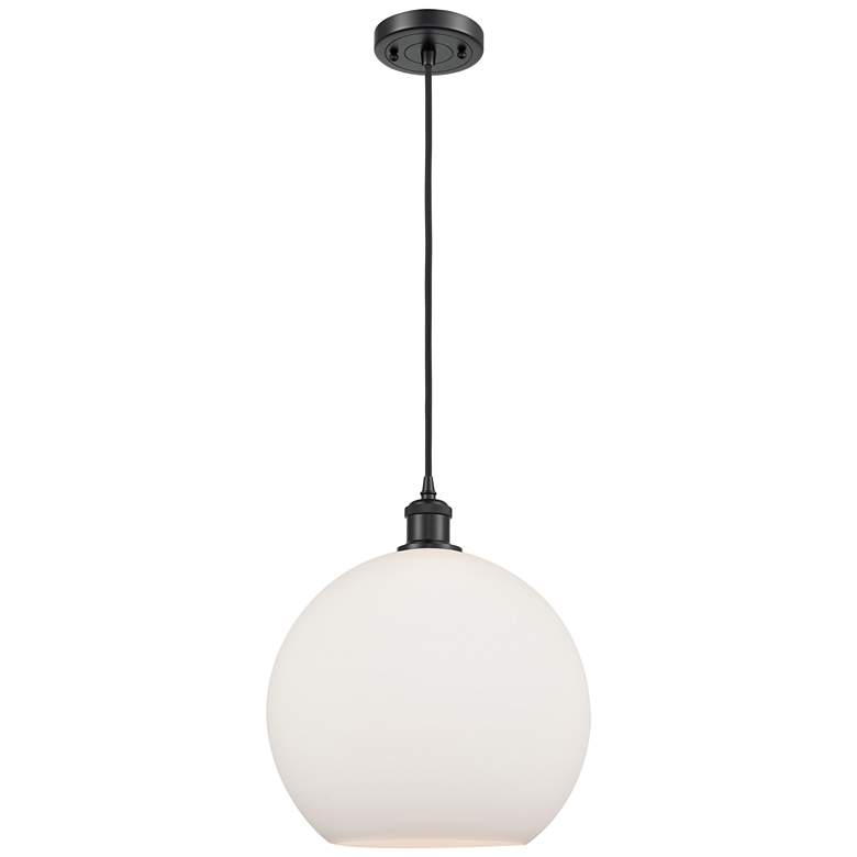 Image 1 Ballston Athens 12" LED Mini Pendant - Matte Black - Matte White Shade