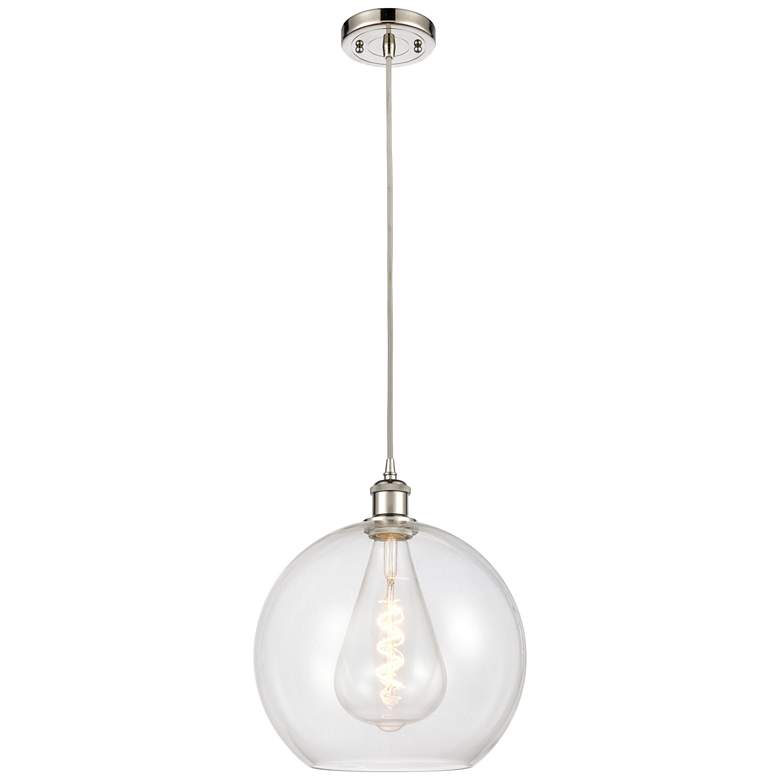 Image 1 Ballston Athens 12" LED Mini Pendant - Polished Nickel - Clear Shade