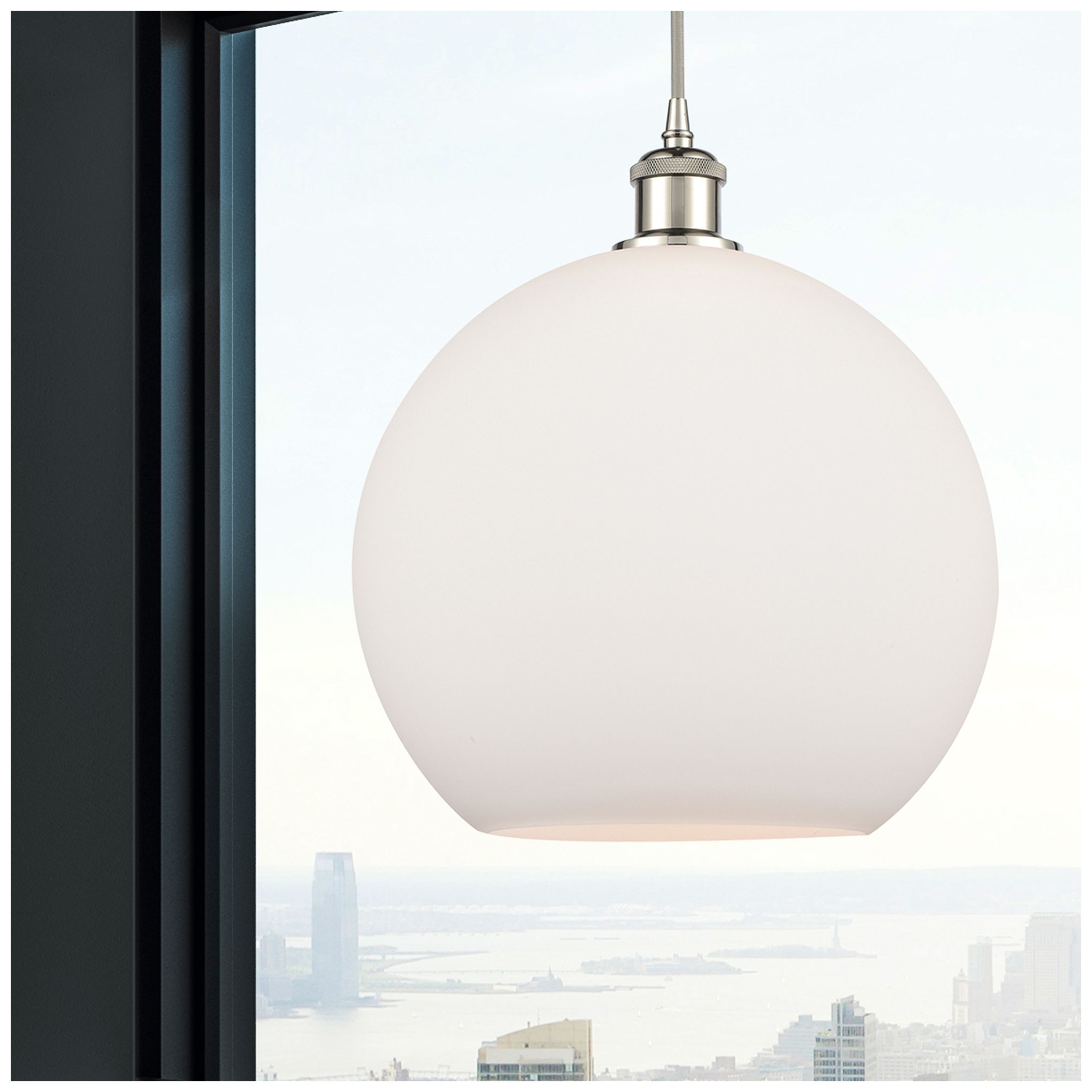 Image 2 Ballston Athens 12" LED Mini Pendant - Polished Nickel - Matte White S more views