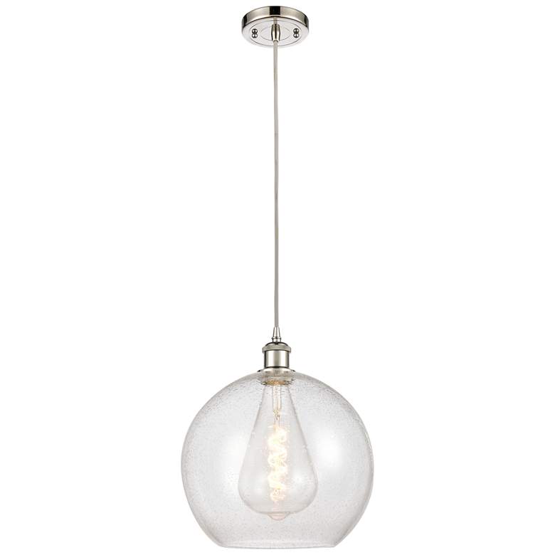 Image 1 Ballston Athens 12" LED Mini Pendant - Polished Nickel - Seedy Shade