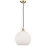 Ballston Athens 12" LED Mini Pendant - Satin Gold - Matte White Shade