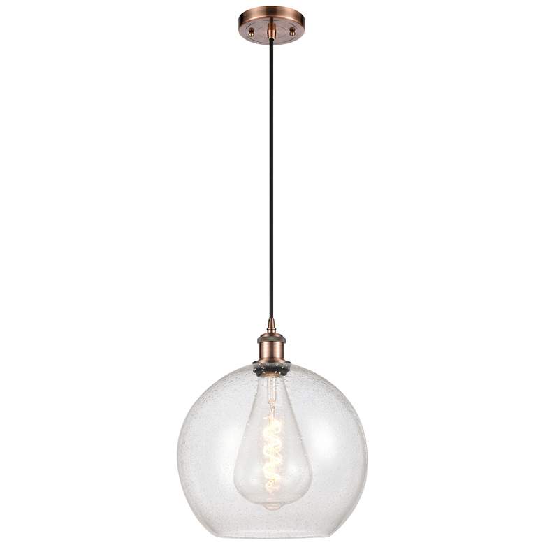 Image 1 Ballston Athens 12" Mini Pendant - Antique Copper - Seedy Shade