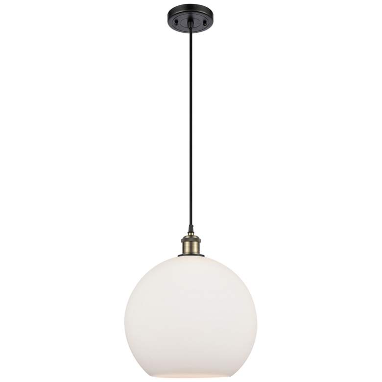 Image 1 Ballston Athens 12" Mini Pendant - Black Antique Brass - Matte White S