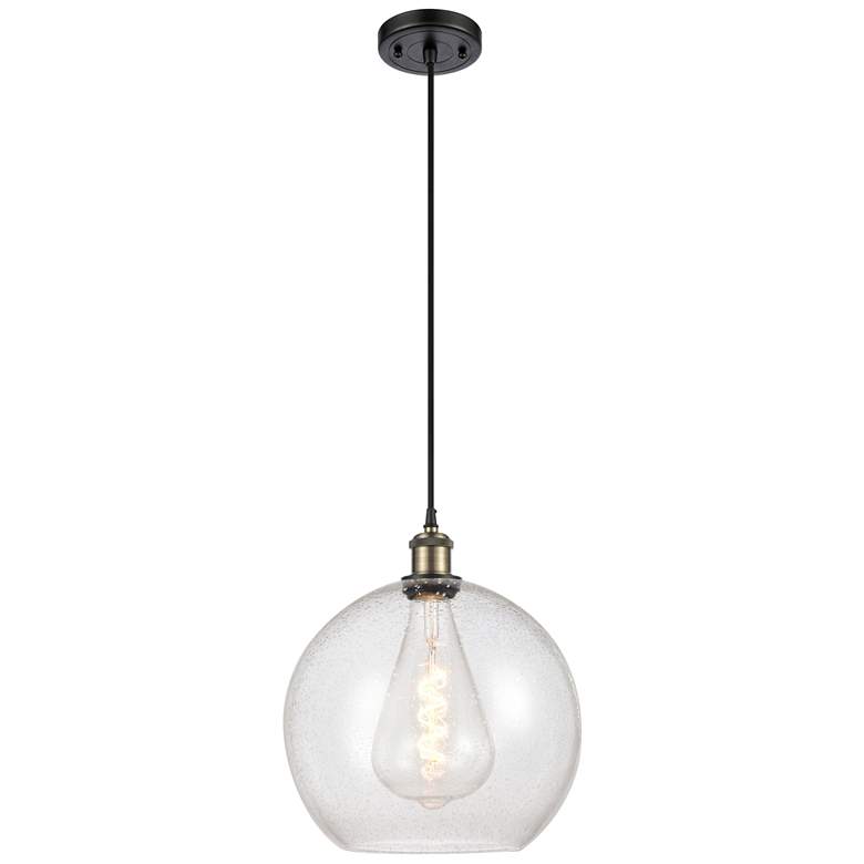 Image 1 Ballston Athens 12" Mini Pendant - Black Antique Brass - Seedy Shade