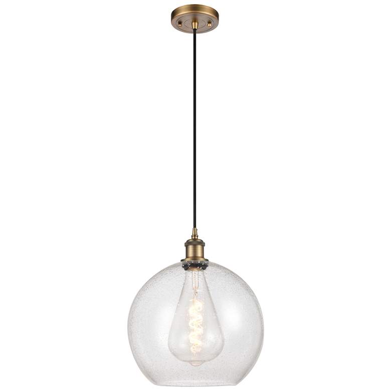 Image 1 Ballston Athens 12" Mini Pendant - Brushed Brass - Seedy Shade