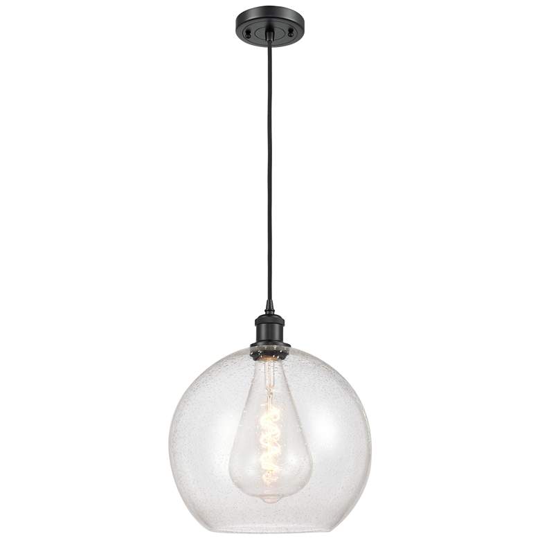 Image 1 Ballston Athens 12" Mini Pendant - Matte Black - Seedy Shade