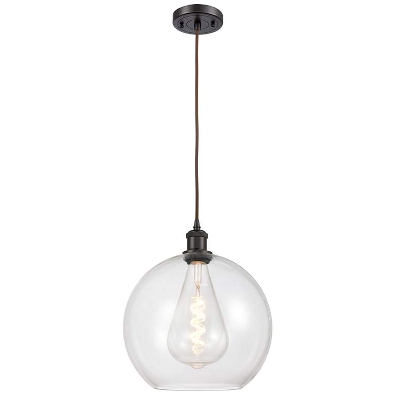 Image 1 Ballston Athens 12" Mini Pendant - Oil Rubbed Bronze - Clear Shade
