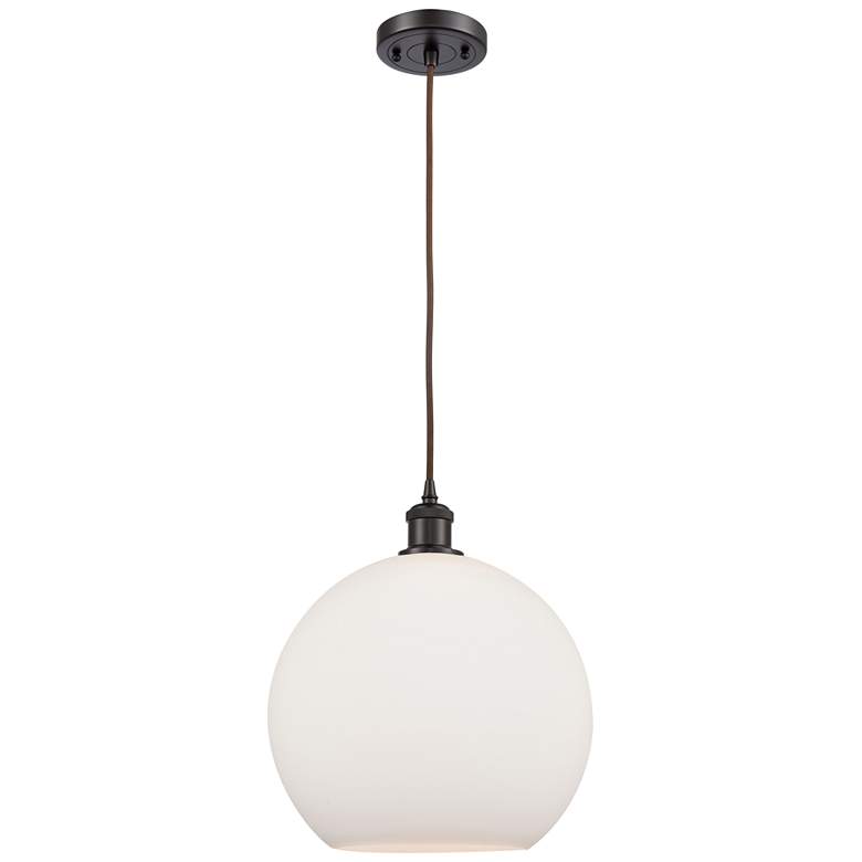 Image 1 Ballston Athens 12" Mini Pendant - Oil Rubbed Bronze - Matte White Sha