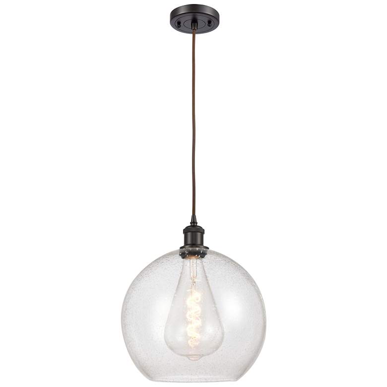 Image 1 Ballston Athens 12" Mini Pendant - Oil Rubbed Bronze - Seedy Shade
